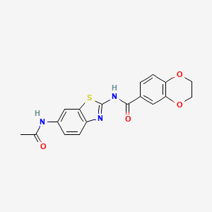 molecular formula C18H15N3O4S B2507399 N-(6-acetamido-1,3-benzothiazol-2-yl)-2,3-dihydro-1,4-benzodioxine-6-carboxamide CAS No. 477553-68-7
