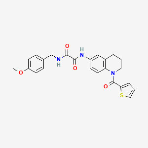 molecular formula C24H23N3O4S B2507400 N1-(4-methoxybenzyl)-N2-(1-(thiophene-2-carbonyl)-1,2,3,4-tetrahydroquinolin-6-yl)oxalamide CAS No. 899964-48-8