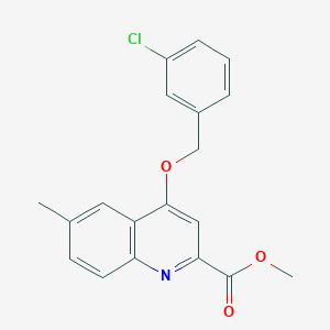 molecular formula C19H16ClNO3 B2507490 METHYL 4-[(3-CHLOROPHENYL)METHOXY]-6-METHYLQUINOLINE-2-CARBOXYLATE CAS No. 1358223-54-7