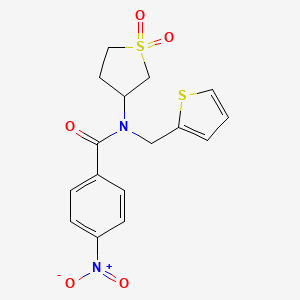 molecular formula C16H16N2O5S2 B2507555 N-(1,1-dioxidotetrahydrothiophen-3-yl)-4-nitro-N-(thiophen-2-ylmethyl)benzamide CAS No. 577786-82-4