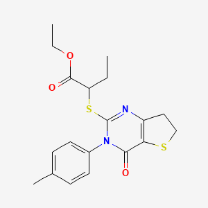 B2507563 Ethyl 2-[[3-(4-methylphenyl)-4-oxo-6,7-dihydrothieno[3,2-d]pyrimidin-2-yl]sulfanyl]butanoate CAS No. 686771-84-6