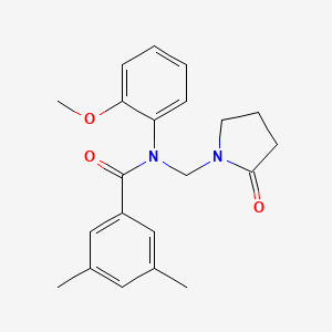 molecular formula C21H24N2O3 B2507570 N-(2-methoxyphenyl)-3,5-dimethyl-N-[(2-oxopyrrolidin-1-yl)methyl]benzamide CAS No. 852155-49-8