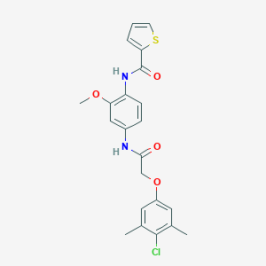molecular formula C22H21ClN2O4S B250760 N-(4-{[(4-chloro-3,5-dimethylphenoxy)acetyl]amino}-2-methoxyphenyl)-2-thiophenecarboxamide 