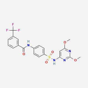 molecular formula C20H17F3N4O5S B2507605 N-[4-[(2,6-dimethoxypyrimidin-4-yl)sulfamoyl]phenyl]-3-(trifluoromethyl)benzamide CAS No. 303035-23-6