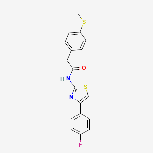 molecular formula C18H15FN2OS2 B2507648 N-(4-(4-fluorophenyl)thiazol-2-yl)-2-(4-(methylthio)phenyl)acetamide CAS No. 919850-16-1