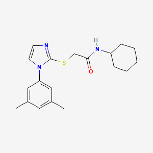 molecular formula C19H25N3OS B2507694 N-cyclohexyl-2-((1-(3,5-dimethylphenyl)-1H-imidazol-2-yl)thio)acetamide CAS No. 851132-00-8