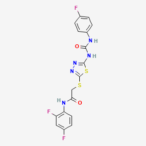 B2507718 N-(2,4-difluorophenyl)-2-((5-(3-(4-fluorophenyl)ureido)-1,3,4-thiadiazol-2-yl)thio)acetamide CAS No. 886938-27-8