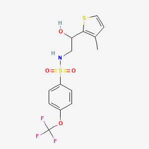 molecular formula C14H14F3NO4S2 B2507731 N-(2-hydroxy-2-(3-methylthiophen-2-yl)ethyl)-4-(trifluoromethoxy)benzenesulfonamide CAS No. 1351590-97-0