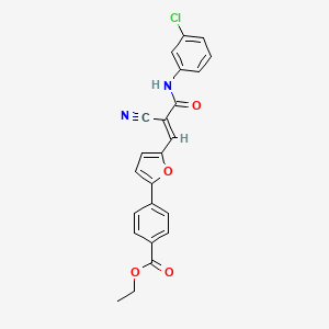 molecular formula C23H17ClN2O4 B2507747 ethyl 4-(5-{2-[(3-chlorophenyl)carbamoyl]-2-cyanoeth-1-en-1-yl}furan-2-yl)benzoate CAS No. 341926-86-1