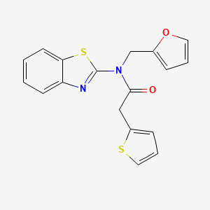 molecular formula C18H14N2O2S2 B2507816 N-(benzo[d]thiazol-2-yl)-N-(furan-2-ylmethyl)-2-(thiophen-2-yl)acetamide CAS No. 921864-09-7