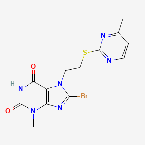 8-bromo-3-methyl-7-(2-((4-methylpyrimidin-2-yl)thio)ethyl)-1H-purine-2,6(3H,7H)-dione
