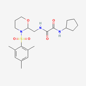 N1-cyclopentyl-N2-((3-(mesitylsulfonyl)-1,3-oxazinan-2-yl)methyl)oxalamide