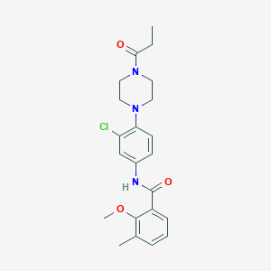 molecular formula C22H26ClN3O3 B250784 N-[3-chloro-4-(4-propanoylpiperazin-1-yl)phenyl]-2-methoxy-3-methylbenzamide 