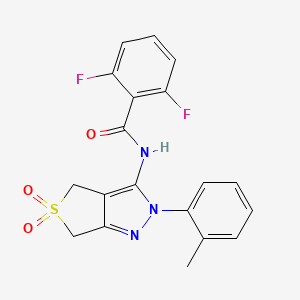 molecular formula C19H15F2N3O3S B2507842 N-(5,5-dioxido-2-(o-tolyl)-4,6-dihydro-2H-thieno[3,4-c]pyrazol-3-yl)-2,6-difluorobenzamide CAS No. 449785-97-1