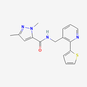 1,3-dimethyl-N-((2-(thiophen-2-yl)pyridin-3-yl)methyl)-1H-pyrazole-5-carboxamide