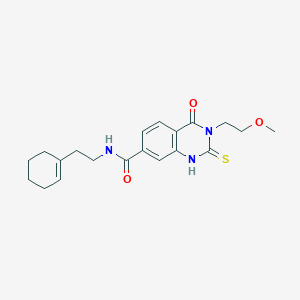 molecular formula C20H25N3O3S B2507858 N-[2-(cyclohex-1-en-1-yl)ethyl]-3-(2-methoxyethyl)-4-oxo-2-sulfanylidene-1,2,3,4-tetrahydroquinazoline-7-carboxamide CAS No. 422273-58-3