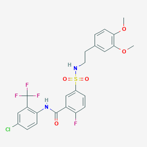 N-(4-chloro-2-(trifluoromethyl)phenyl)-5-(N-(3,4-dimethoxyphenethyl)sulfamoyl)-2-fluorobenzamide