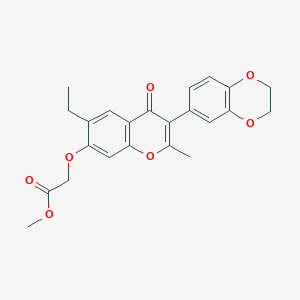 molecular formula C23H22O7 B2507872 Methyl {[3-(2,3-dihydro-1,4-benzodioxin-6-YL)-6-ethyl-2-methyl-4-oxo-4H-chromen-7-YL]oxy}acetate CAS No. 227094-60-2