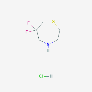 molecular formula C5H10ClF2NS B2507890 6,6-Difluoro-1,4-thiazepane;hydrochloride CAS No. 2413897-09-1