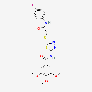 molecular formula C20H19FN4O5S2 B2507892 N-(5-((2-((4-fluorophenyl)amino)-2-oxoethyl)thio)-1,3,4-thiadiazol-2-yl)-3,4,5-trimethoxybenzamide CAS No. 389073-16-9