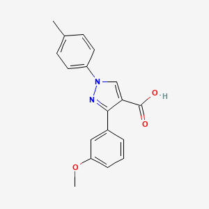 molecular formula C18H16N2O3 B2507909 3-(3-methoxyphenyl)-1-(4-methylphenyl)-1H-pyrazole-4-carboxylic acid CAS No. 956386-76-8