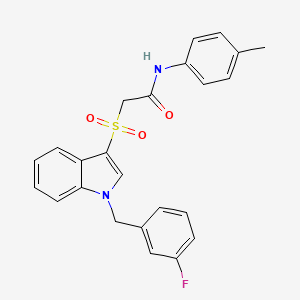 2-[1-[(3-fluorophenyl)methyl]indol-3-yl]sulfonyl-N-(4-methylphenyl)acetamide