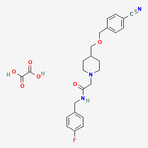 molecular formula C25H28FN3O6 B2507928 2-(4-(((4-cyanobenzyl)oxy)methyl)piperidin-1-yl)-N-(4-fluorobenzyl)acetamide oxalate CAS No. 1396706-76-5