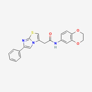 molecular formula C21H17N3O3S B2507961 N-(2,3-dihydro-1,4-benzodioxin-6-yl)-2-{6-phenylimidazo[2,1-b][1,3]thiazol-3-yl}acetamide CAS No. 897459-53-9
