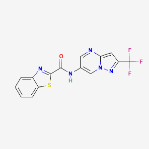 molecular formula C15H8F3N5OS B2507987 N-[2-(trifluoromethyl)pyrazolo[1,5-a]pyrimidin-6-yl]-1,3-benzothiazole-2-carboxamide CAS No. 2034480-20-9