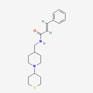 molecular formula C20H28N2OS B2508027 N-((1-(tetrahydro-2H-thiopyran-4-yl)piperidin-4-yl)methyl)cinnamamide CAS No. 2035036-91-8