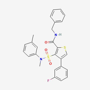 molecular formula C26H23FN2O3S2 B2508028 N-benzyl-4-(3-fluorophenyl)-3-[methyl(3-methylphenyl)sulfamoyl]thiophene-2-carboxamide CAS No. 1105250-39-2