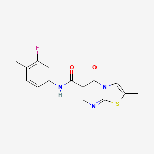 molecular formula C15H12FN3O2S B2508029 N-(3-fluoro-4-methylphenyl)-2-methyl-5-oxo-5H-[1,3]thiazolo[3,2-a]pyrimidine-6-carboxamide CAS No. 896341-03-0