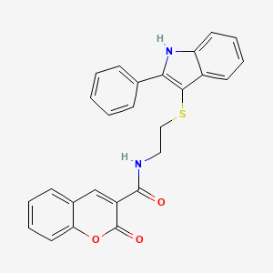 2-oxo-N-[2-[(2-phenyl-1H-indol-3-yl)thio]ethyl]-1-benzopyran-3-carboxamide