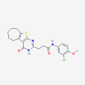 N-(3-chloro-4-methoxyphenyl)-3-(4-oxo-3,5,6,7,8,9-hexahydro-4H-cyclohepta[4,5]thieno[2,3-d]pyrimidin-2-yl)propanamide