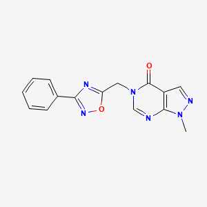 molecular formula C15H12N6O2 B2508074 1-methyl-5-[(3-phenyl-1,2,4-oxadiazol-5-yl)methyl]-1H,4H,5H-pyrazolo[3,4-d]pyrimidin-4-one CAS No. 2310123-86-3
