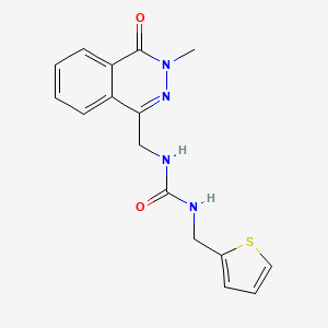 molecular formula C16H16N4O2S B2508103 1-((3-甲基-4-氧代-3,4-二氢邻苯二嗪-1-基)甲基)-3-(噻吩-2-基甲基)脲 CAS No. 1396870-82-8