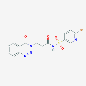 molecular formula C15H12BrN5O4S B2508105 N-[(6-bromopyridin-3-yl)sulfonyl]-3-(4-oxo-3,4-dihydro-1,2,3-benzotriazin-3-yl)propanamide CAS No. 1808397-32-1