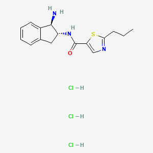 B2508141 N-[(1R,2R)-1-Amino-2,3-dihydro-1H-inden-2-yl]-2-propyl-1,3-thiazole-5-carboxamide;trihydrochloride CAS No. 2418594-53-1