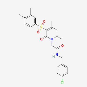 molecular formula C24H25ClN2O4S B2508154 N-(4-chlorobenzyl)-2-(3-((3,4-dimethylphenyl)sulfonyl)-4,6-dimethyl-2-oxopyridin-1(2H)-yl)acetamide CAS No. 946329-90-4
