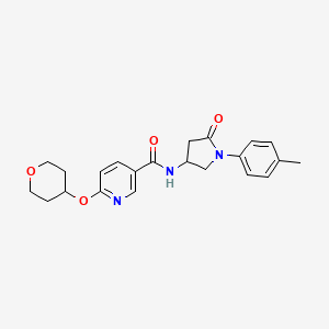 molecular formula C22H25N3O4 B2508165 N-[1-(4-methylphenyl)-5-oxopyrrolidin-3-yl]-6-(oxan-4-yloxy)pyridine-3-carboxamide CAS No. 1904244-11-6