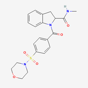 molecular formula C21H23N3O5S B2508169 N-methyl-1-(4-(morpholinosulfonyl)benzoyl)indoline-2-carboxamide CAS No. 1103514-58-4