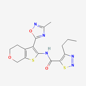 molecular formula C16H17N5O3S2 B2508175 N-(3-(3-methyl-1,2,4-oxadiazol-5-yl)-5,7-dihydro-4H-thieno[2,3-c]pyran-2-yl)-4-propyl-1,2,3-thiadiazole-5-carboxamide CAS No. 2034245-02-6