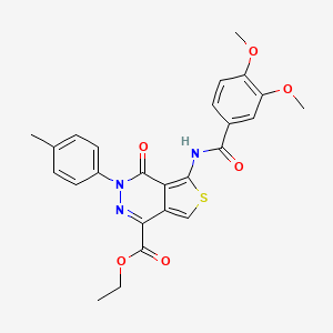 molecular formula C25H23N3O6S B2508181 Ethyl 5-(3,4-dimethoxybenzamido)-4-oxo-3-(p-tolyl)-3,4-dihydrothieno[3,4-d]pyridazine-1-carboxylate CAS No. 851948-16-8