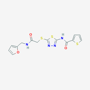 molecular formula C14H12N4O3S3 B2508207 N-{5-[({[(furan-2-yl)methyl]carbamoyl}methyl)sulfanyl]-1,3,4-thiadiazol-2-yl}thiophene-2-carboxamide CAS No. 868976-36-7