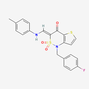 (3Z)-1-(4-fluorobenzyl)-3-{[(4-methylphenyl)amino]methylene}-1H-thieno[3,2-c][1,2]thiazin-4(3H)-one 2,2-dioxide