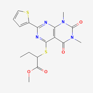 Methyl 2-((6,8-dimethyl-5,7-dioxo-2-(thiophen-2-yl)-5,6,7,8-tetrahydropyrimido[4,5-d]pyrimidin-4-yl)thio)butanoate