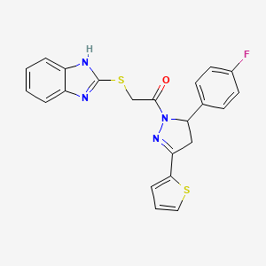 2-((1H-benzo[d]imidazol-2-yl)thio)-1-(5-(4-fluorophenyl)-3-(thiophen-2-yl)-4,5-dihydro-1H-pyrazol-1-yl)ethanone