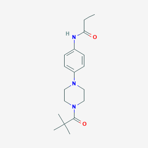 molecular formula C18H27N3O2 B250826 N-[4-[4-(2,2-dimethylpropanoyl)piperazin-1-yl]phenyl]propanamide 