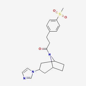 molecular formula C20H25N3O3S B2508288 1-[3-(1H-imidazol-1-yl)-8-azabicyclo[3.2.1]octan-8-yl]-3-(4-methanesulfonylphenyl)propan-1-one CAS No. 2320607-44-9