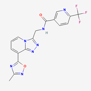 molecular formula C17H12F3N7O2 B2508310 N-((8-(3-methyl-1,2,4-oxadiazol-5-yl)-[1,2,4]triazolo[4,3-a]pyridin-3-yl)methyl)-6-(trifluoromethyl)nicotinamide CAS No. 1903874-88-3
